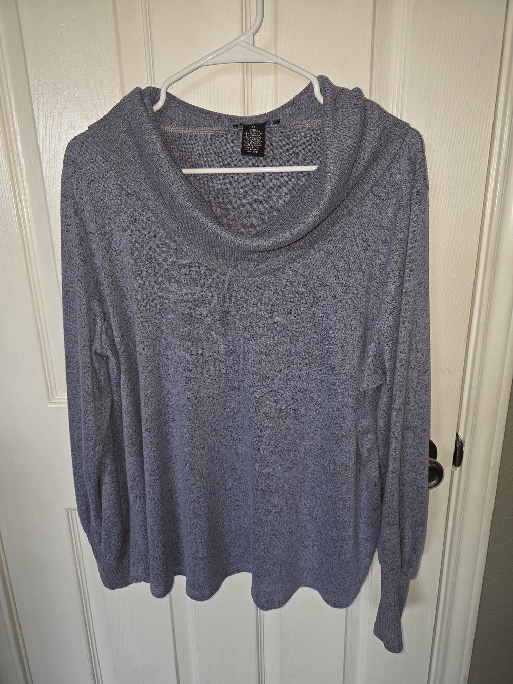 Grace Heathered Slate Cowl Neck Sweatshirt